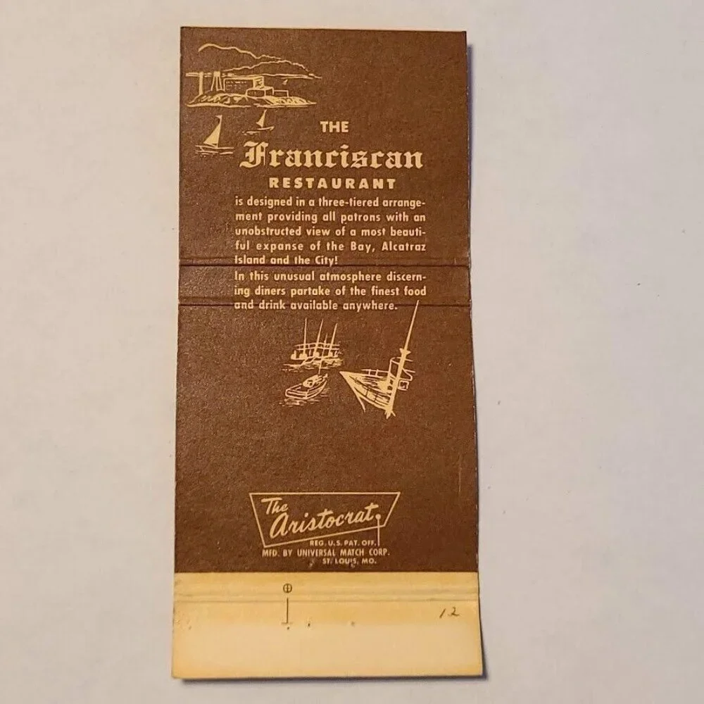 Vintage Matchbook Cover Franciscan Restaurant Fisherman’s Wharf San Francisco - Picture 5 of 5